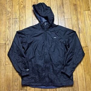Koppen Mens Black Lightweight Hooded Rain Jacket Windbreaker Size Medium